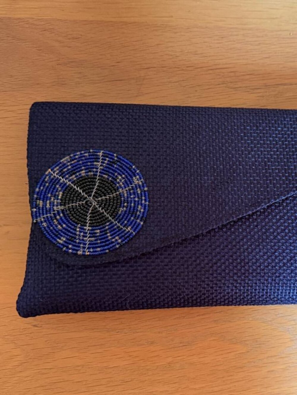 Navy Blue Woven Clutch